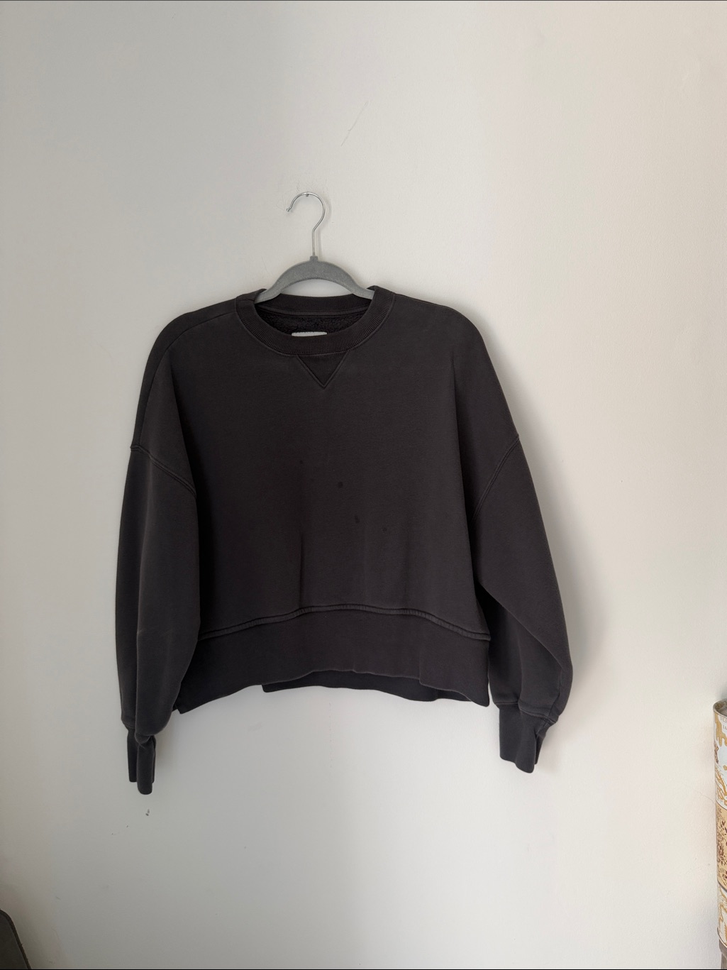 Abercrombie & Fitch Dark Gray Cropped Crewneck Sweatshirt